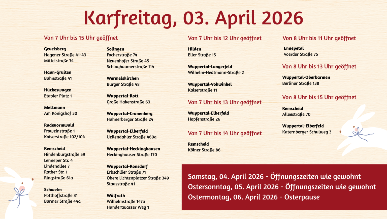 oeffnungszeiten ostern